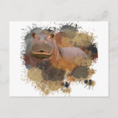 Baby Hippo Abstrakt Paint Spritzer Wildlife Postkarte (Vorderseite)