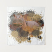 Baby Hippo Abstrakt Paint Spritzer Wildlife Wandteppich (Vorderseite)