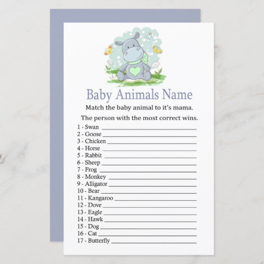 Baby Hippo Baby Animals Name Game (Vorne/Hinten)