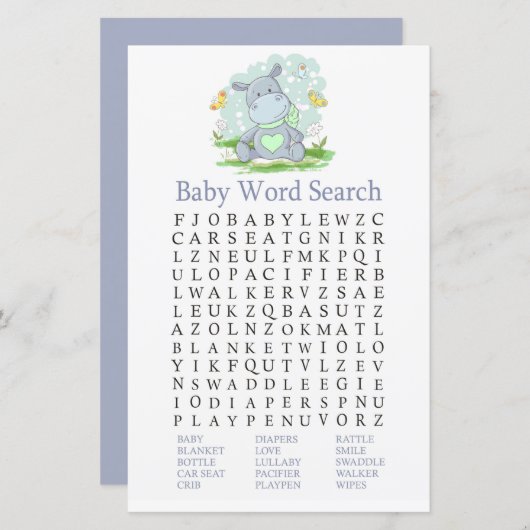 Baby Hippo Baby Shooter Word Search Game (Vorne/Hinten)
