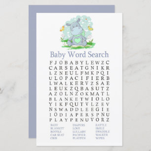 Baby Hippo Baby Shooter Word Search Game