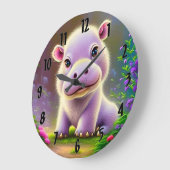 Baby Hippo Große Wanduhr (Winkel)