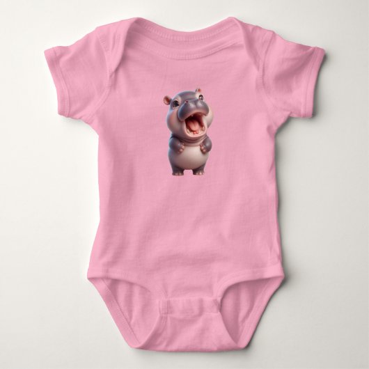Baby Hippo Hippopotamus Niedlich Chibi Baby Strampler (Vorderseite)
