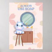 Baby Hippo immer Seife Badezimmer Poster benutzen (Vorne)