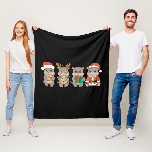Baby Hippo Moo Deng Weihnachten Fleecedecke (Beispiel)