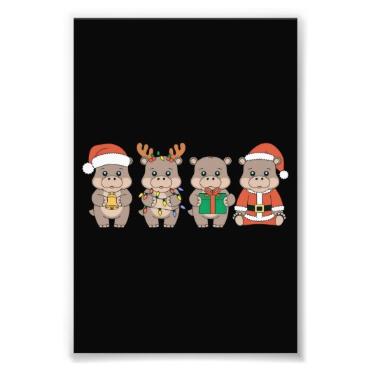 Baby Hippo Moo Deng Weihnachten Fotodruck (Vorne)