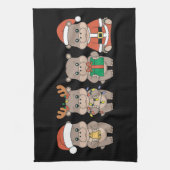 Baby Hippo Moo Deng Weihnachten Geschirrtuch (Vertikal)