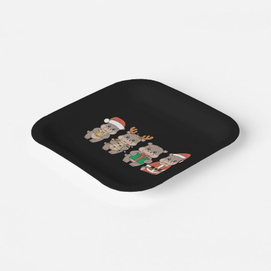 Baby Hippo Moo Deng Weihnachten Pappteller (Gewinkelt)