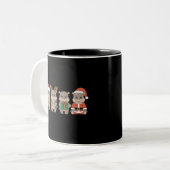 Baby Hippo Moo Deng Weihnachten Zweifarbige Tasse (Vorderseite Links)