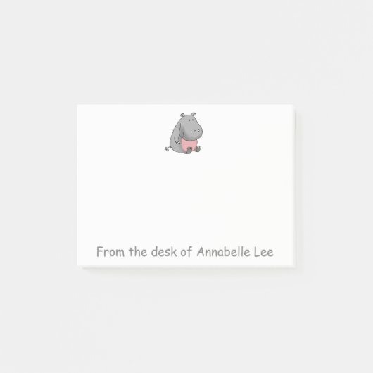 Baby Hippo Post-it Klebezettel (Vorderseite)