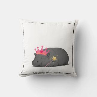 Baby Hippo Princess-Cotton Cushion-Customizable Kissen