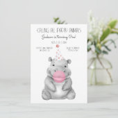 Baby hippo schwarz-weiß Geburtstag Einladung (Stehend Vorderseite)