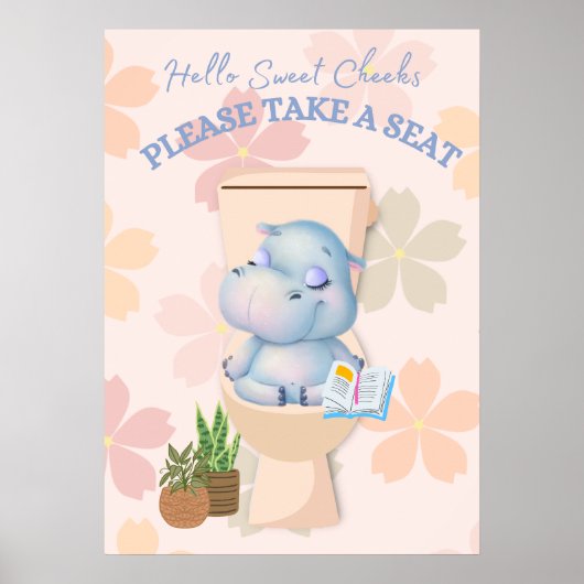 Baby Hippo Sweet Cheeks Nehmen Sie ein Sitzplakat Poster (Vorne)
