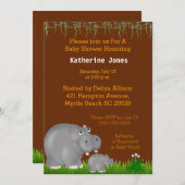 Baby Hippo und Mama Baby Dusche Einladung (Vorne/Hinten)