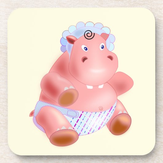Baby Hippo Untersetzer - Ihre Farbe - Text (Vorderseite)