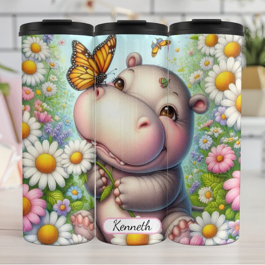 Baby Hippo's Delightful Daisy Friends Thermosbecher