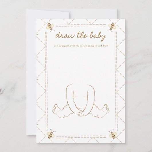 Baby Honey Bee Baby Shower Game Cards gezeichnet Einladung (Vorderseite)