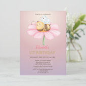 Baby Honey Bee Glitzer Birthday Einladung (Stehend Vorderseite)