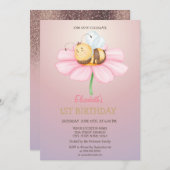 Baby Honey Bee Glitzer Birthday Einladung (Vorne/Hinten)