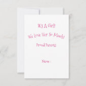 BABY HORSE FAIRE, GEBURTSKARTE ZUR ADOPTION MITTEILUNGSKARTE (Rückseite)