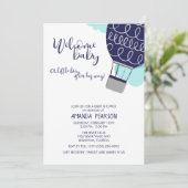 Baby Hot Air Ballon Babydusche Einladung (Stehend Vorderseite)