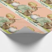 BABY HUGGING EASTER BUNNY, Pink Geschenkpapier (Ecke)
