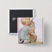 Baby Hugging Oaster Bunny Button (Vorne & Hinten)