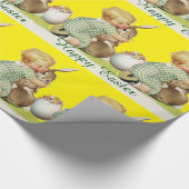 BABY HUGGING OSTERBUNNY, Gelb Geschenkpapier (Ecke)