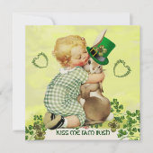 BABY HUGGING RABBIT IRISH ST. PATRICK'S DAY PARTY EINLADUNG (Vorderseite)