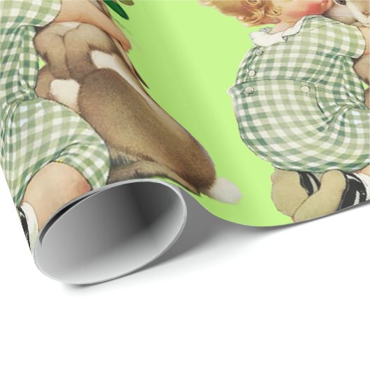 BABY HUGGING RABBIT IRISH ST. PATRICK'S DAY PARTY GESCHENKPAPIER (Rolleneckpunkt)