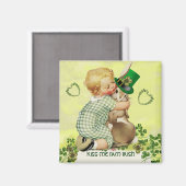 BABY HUGGING RABBIT IRISH ST. PATRICK'S DAY PARTY MAGNET (Vorderseite/Rückseite)