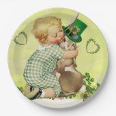 BABY HUGGING RABBIT IRISH ST. PATRICK'S DAY PARTY PAPPTELLER (Vorderseite)
