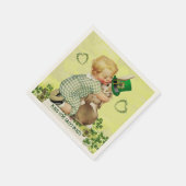 BABY HUGGING RABBIT IRISH ST. PATRICK'S DAY PARTY SERVIETTE (Ecke)
