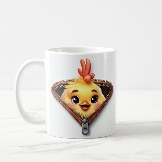 Baby Hühnchen Peitschen durch braunes Leder Zipper Kaffeetasse (Links)