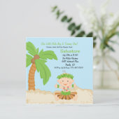 Baby Hula Boy Erster Geburtstag Einladung (Stehend Vorderseite)