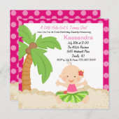 Baby Hula Girl Erster Geburtstag Einladung (Vorne/Hinten)