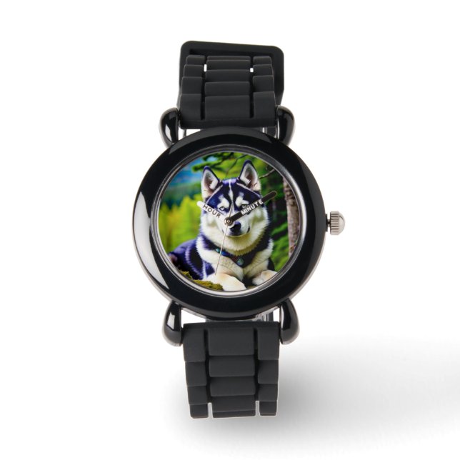 Baby Husky Kid's Custom Design Watch Armbanduhr (Vorderseite)