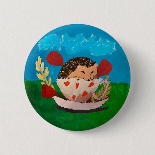 Baby Igel "Kunst von Kindern" Button (Vorderseite)