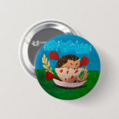 Baby Igel "Kunst von Kindern" Button (Vorne & Hinten)