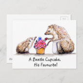 Baby-Igel mit grauem, cremigem Kuchen Postkarte (Vorne/Hinten)