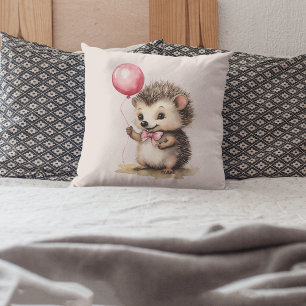 Baby Igel Pink Balloon Girls Kissen