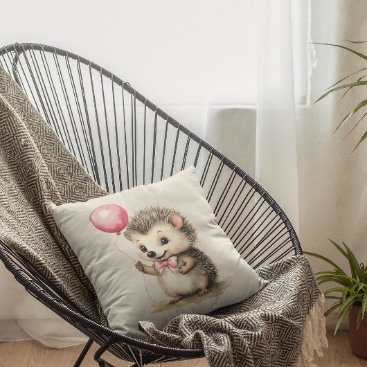 Baby Igel Pink Balloon Girls Kissen