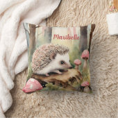 Baby Igel Rosa Pilzmädchen Personalisiert Kissen (Decke)