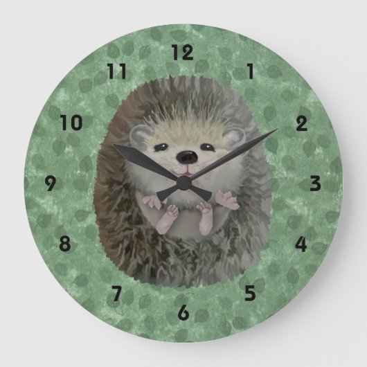 Baby Igel Wall Clock Große Wanduhr (Vorderseite)