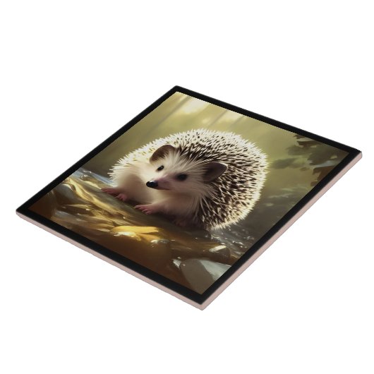 Baby Igel Wildlife Portrait Fliese (Seite)