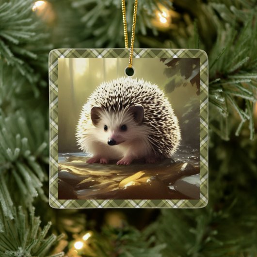 Baby Igel Wildlife Portrait Personalisiert Keramikornament (Baum)