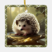 Baby Igel Wildlife Portrait Personalisiert Keramikornament (Vorderseite)