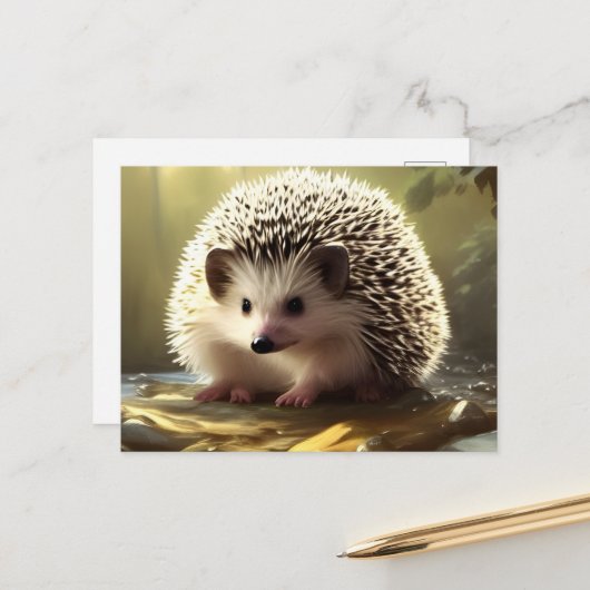 Baby Igel Wildlife Portrait Postkarte (Vorderseite/Rückseite Beispiel)