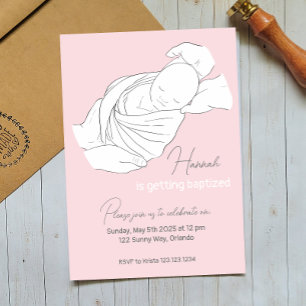 Baby Illustration Taufe Christening Einladung