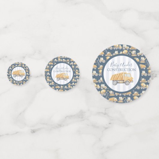 Baby im Bau Trucksäulendusche Konfetti (Rückseiten)